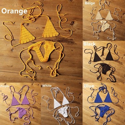 Sexy handgehäkeltes Bikini Set Damen Beachwear Bademode Boho 2-teilig