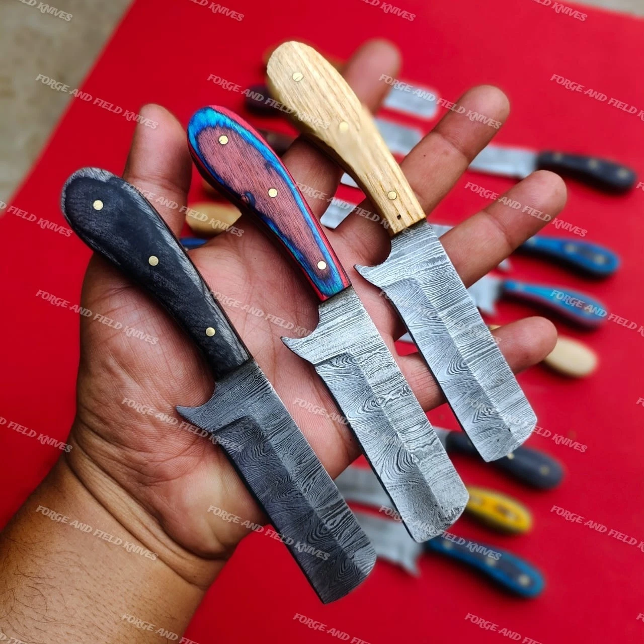 Set of 20 Custom Handmade Damascus Steel 8" Bull Cutters Hunting Knives W/Sheath