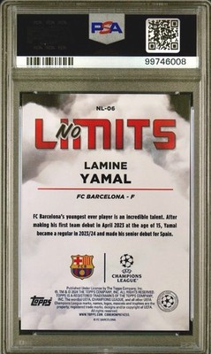 POP 8 PSA 10 RC Lamine Yamal 2023-24 Topps UCL No Limits Refractor