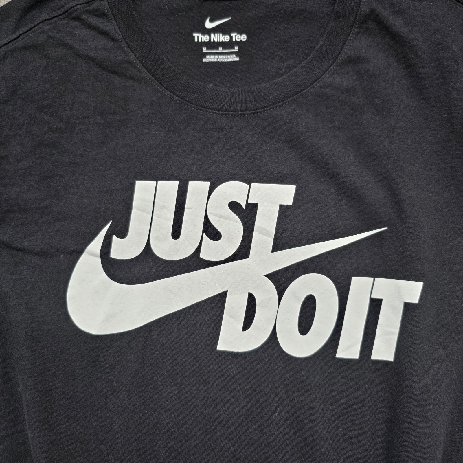 Nike Just Do It T Shirt Men's Medium Black Logo Graphic Cotton Tee image 2