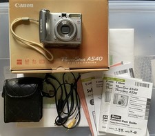 Canon PowerShot A540 6MP Digital Camera w/ Box Manuals. WORKS. READ