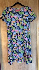Disney Lilly Pulitzer Women's T-Shirt Dress XS Blue Floral Mickey Mouse Knit NWT