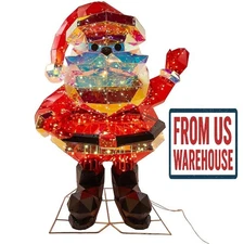 Kurt Adler Iridescent Light Up Santa Indoor or Outdoor Christmas Decoration 30in