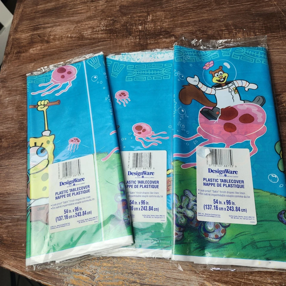 Sponge-Bob Party Supplies Tableware Plastic Table Cloth Birthday Party Squidward - Image 2 of 4