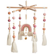 Baby Crib Mobile,Crib Mobile Wooden Mobile with Colorful Cotton Wool Felt Boh...