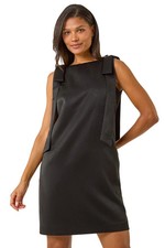 Roman Originals Satin Bow Detail Shift Dress For Women UK - Ladies Autumn Winter