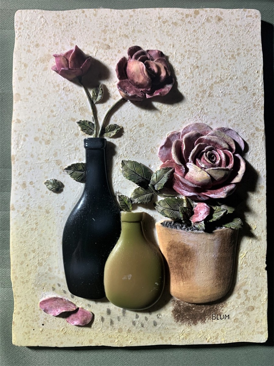 チューリップと蜜蜂のウォールプレート　壁掛け／Cheri Blumヴィンテージ チューリップと蜜蜂のウォールプレート 壁掛け／Cheri Blum