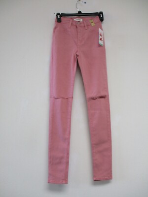 Vibrant Skinny Jeans Womens Size 3 Pink Shark Bite Stretch Denim 25x30 p831