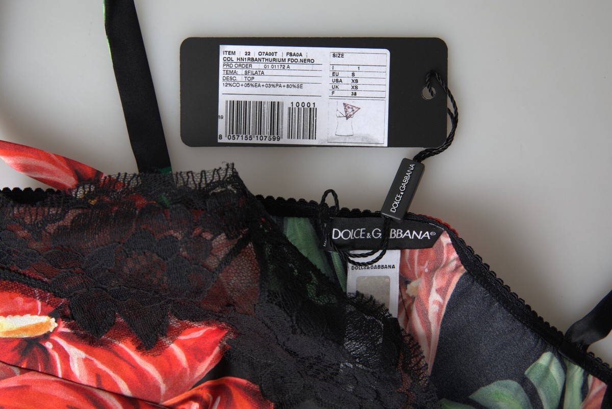 DOLCE & GABBANA Underwear Black Anthurium Print Silk