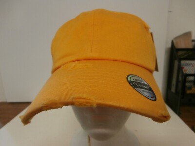 New Kbethos Vintage Style All Orange Distressed Hat Adjustable Blank Plain