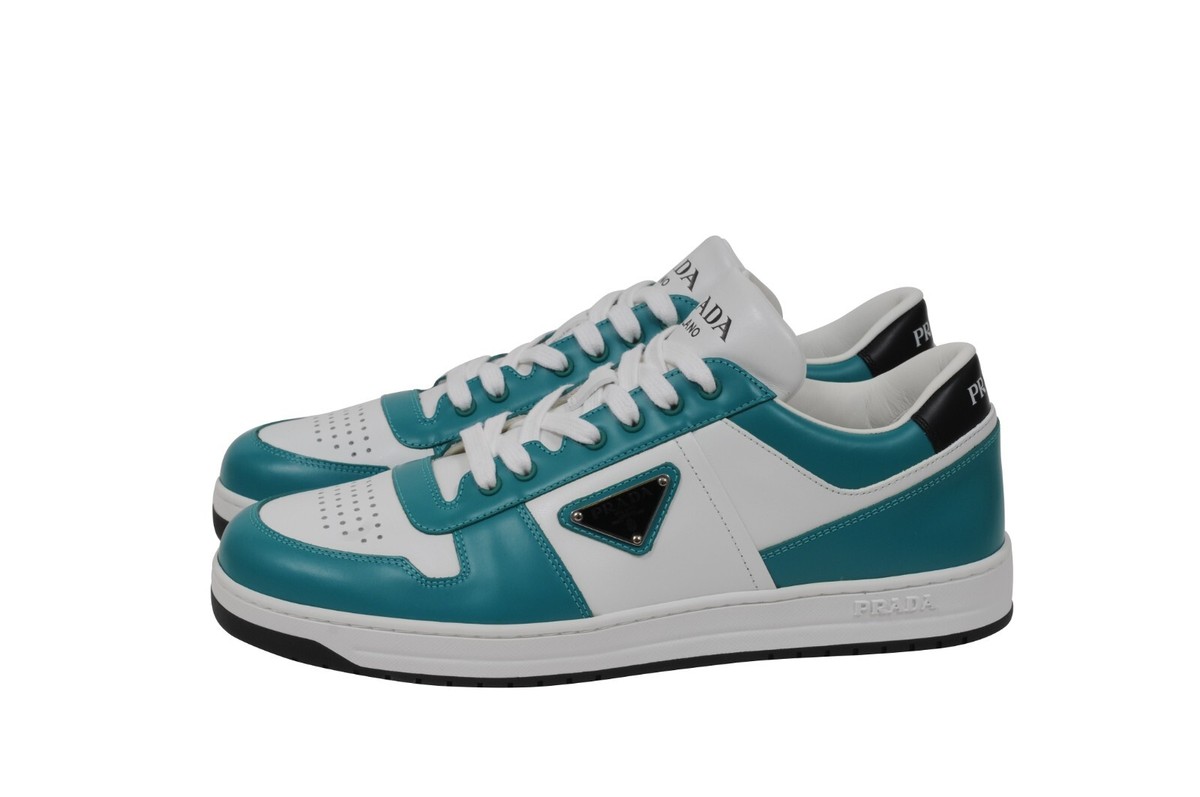 Prada 1IF0432CD0F03U2 関税送料込 Prada Downtown Sneakers US10.5 UK9.5 White Green Teal