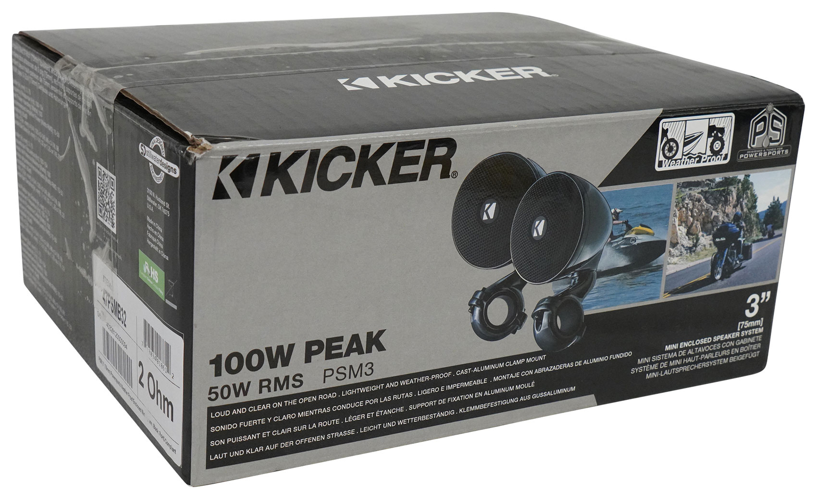 2 Kicker 47PSMB32 3 Динамика на руль мотоциклаквадроцикла PSM мощностью 100 Вт черный PSMB32