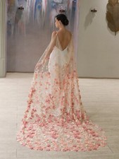 Floral Lace Bridal Cape/Wedding Cape/Wedding Party Cape/Tulle Veil