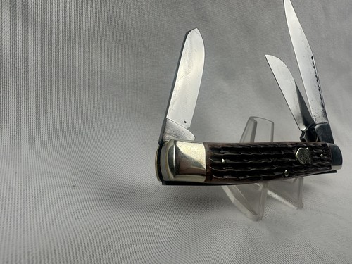 Bulldog Brand Pitt Bull Germany Hammer Forged 3 Blade Stag Handle Pocket Knife - Picture 3 of 12