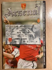 2001 2002 Arsenal v Real Mallorca Programme + Ticket Stub 24/10/2001