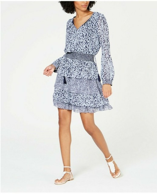 michael kors blue dress long sleeve