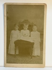 Photograph CDV Girls Children Dresses Cabinet Card