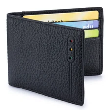 Genuine Leather Minimalist Bifold Wallets For Men RFID Blocking Slim Mens Wallet