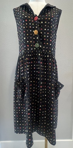 Vintage 90’s Dressing Clio Colorful Geometric Babydoll Dress With Pockets Size L - Picture 2 of 8
