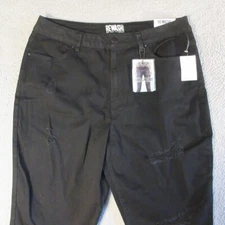 Rewash Brand Jeans 16/33 Womens Distressed Slim Leg Black Measures 35x25 NWT