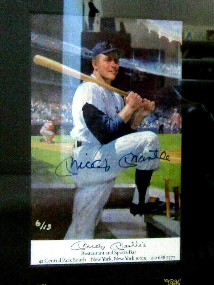 RARE Mantle Signed LE 6/13 Restaurant Flier LOA PSA/DNA NUMBERED 6 OF13 - Image 3 of 4