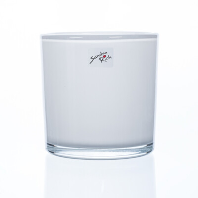 SANDRA RICH, Glasübertopf WEISS. RUND. Orchideenglas, cylindrical heavy Pot 14cm