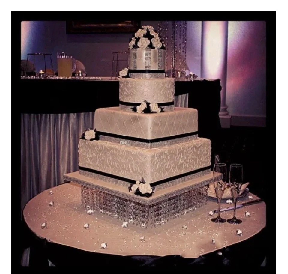 Square Wedding Cake Stand With Led Light - Image 3 of 4