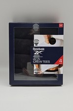 4 Pk REEBOK Comfort Men's M L XL Black Crew Neck Tag-Free Cotton Blend T Shirts