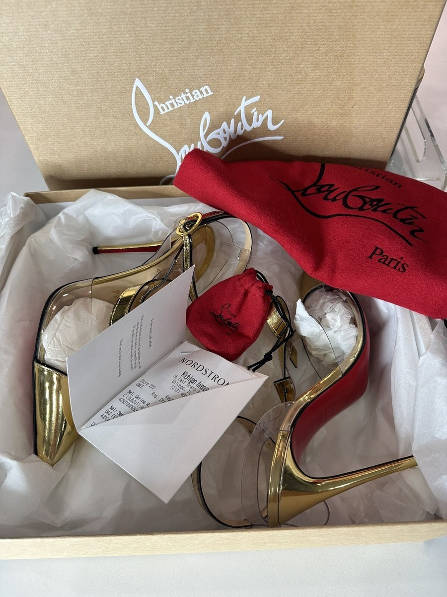 Love様 Christian Louboutin Alta Firma 100 gold pvc heels. C and L design