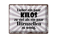 Blechschild Spruch 30X40 Cm Lieber Kilos Zu Viel Als Hirnzellen Zu Wenig Schild