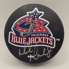 Mike Maneluk Signed Columbus Blue Jackets Puck Autograph