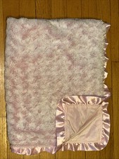 Parent's Choice Walmart Pink Rosette Swirl Baby Blanket Satin Ruffle