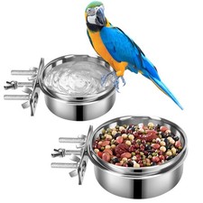 Dog Bowl with Clamp Stainless Steel Hanging Crate Feeder Non Spill
