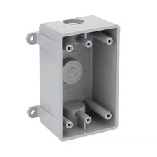 1-Gang Non-Metallic Weatherproof Outlet Box with 3 1/2 In. Holes, Gray
