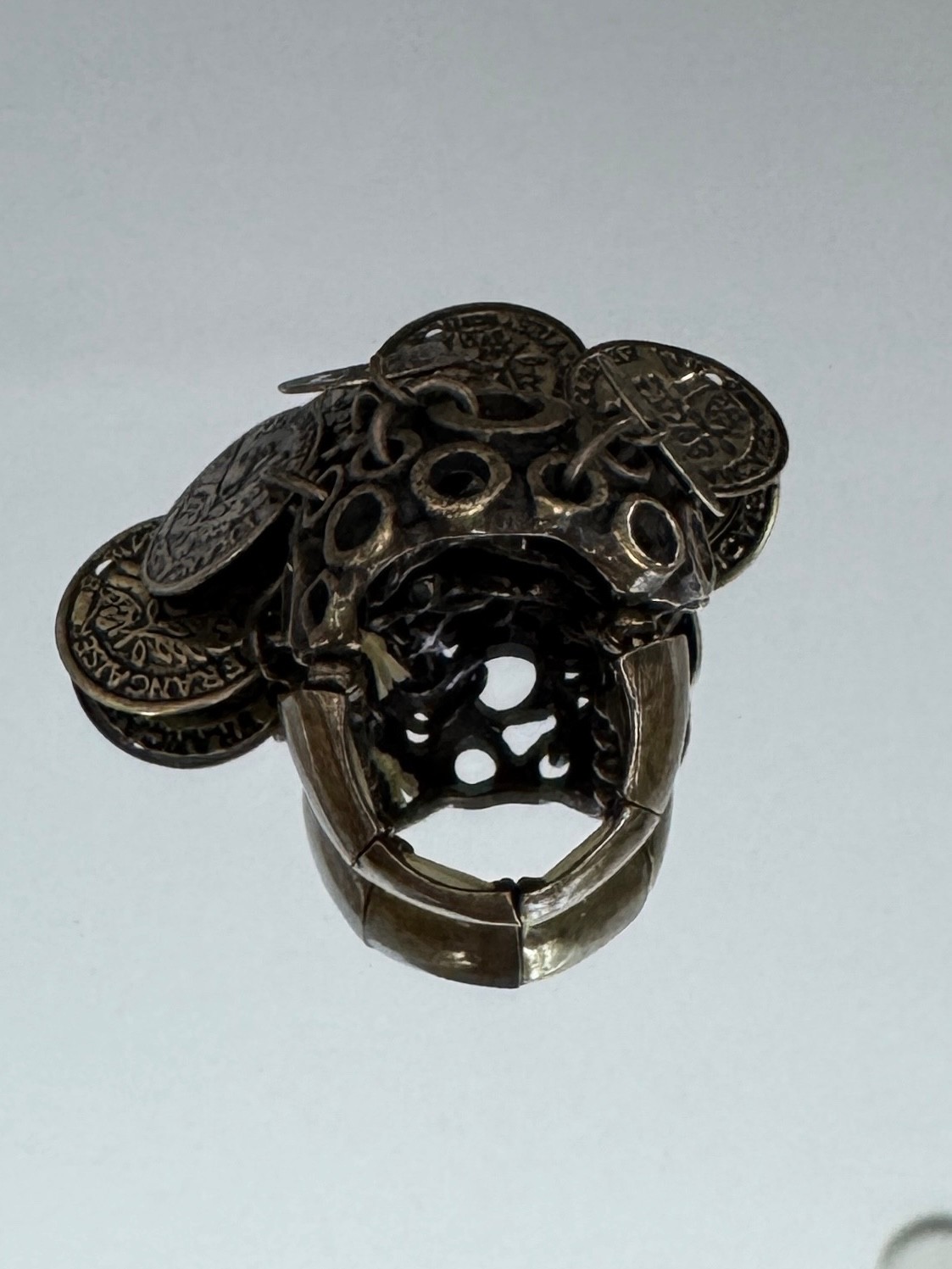 Chunky Coin Charm Statement Ring Adjustable Antiq… - image 4