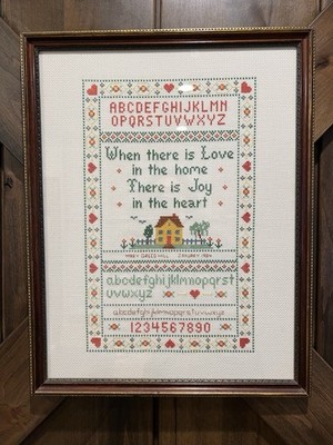 Framed 1984 ALPHABET SAMPLER 18  X 14  Cross Stitch Embroidery, Mary Greco Hill