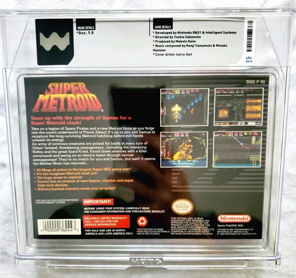 FOR DISPLAY ONLY SUPER METROID Super Nintendo SNES WATA 9.8 RARE FDO NFR - MINT! - Image 2 of 4
