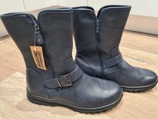 Navy Cushion Walk Boots - Womens Biker Style Boots - UK Size 9