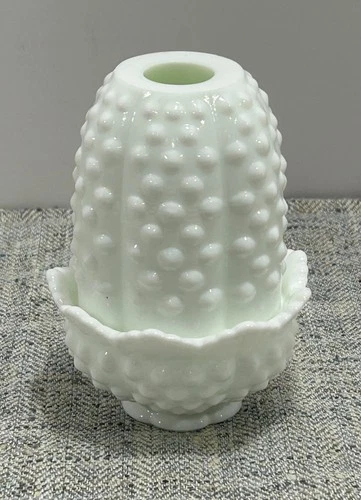 Vintage Fenton Hobnail Milk Glass Fairy Lamp