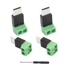 USB to 2 Pin Screw Terminal Adapter Type C Male 5V 3A Solderless 4 PCS