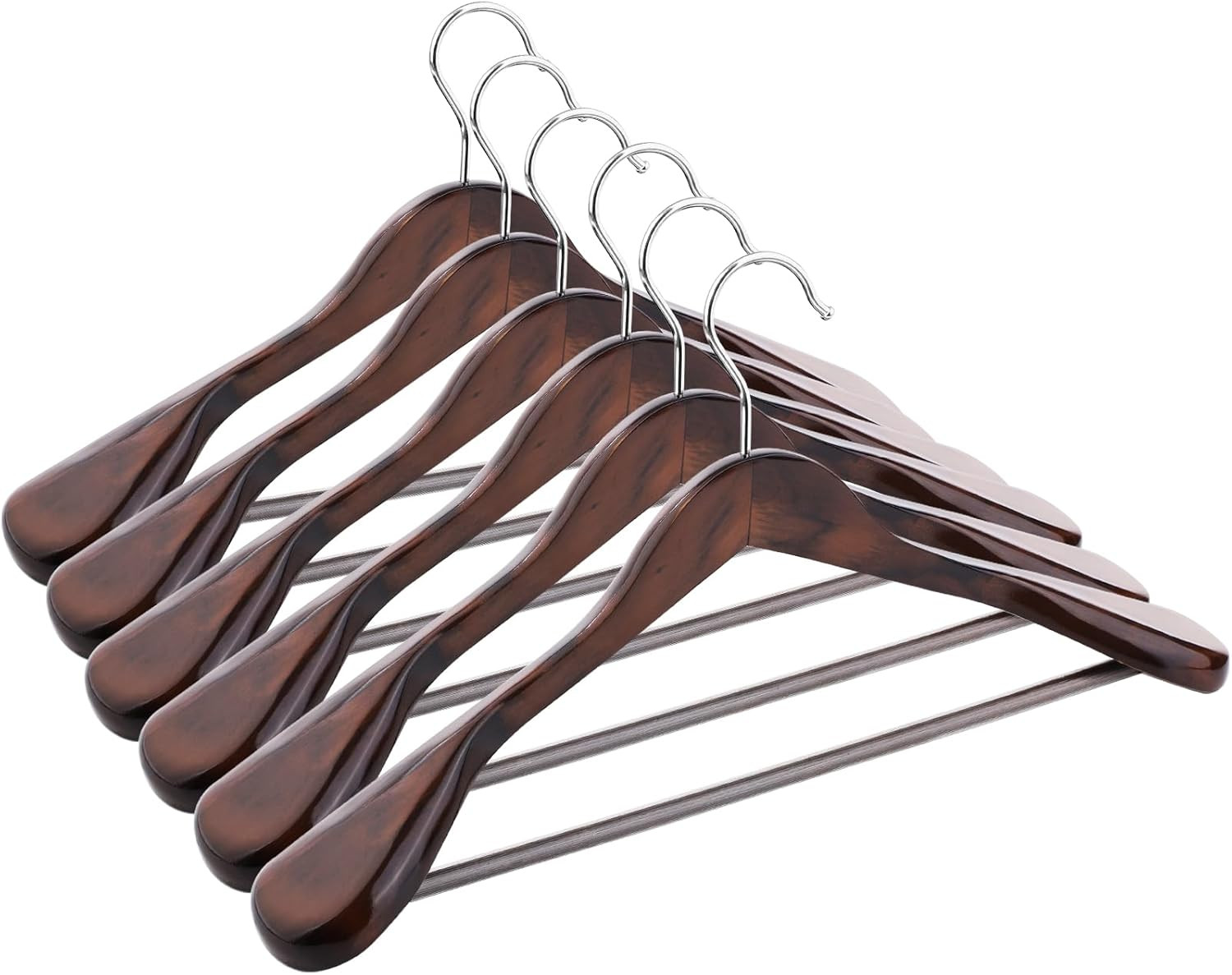 Appendiabiti Legno Set 6 Grucce - Salvaspazio e Robuste per Giacche