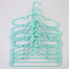 Lot of 10 Seafoam Green Plastic Kids Clothes Hangers