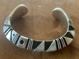 Sterling Silver Navajo cuff bracelet 2.45 Ounce/69 Grams by Charles Ortiz