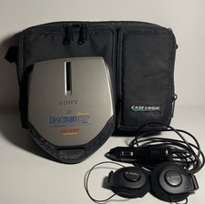 Sony Discman Black Portable CD Player W/ Carry Case, Car Adapter , Ear phones
