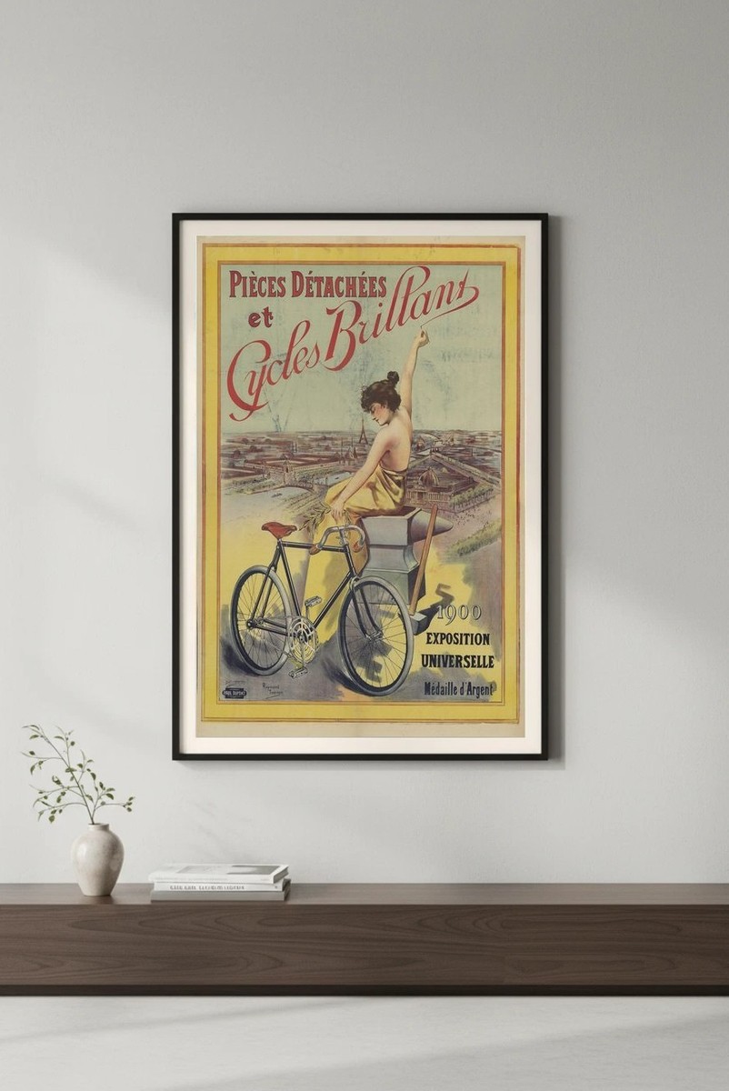 フランスの自転車メーカー「Cycles Aluminium」の古い広告看板です 🚴 Vintage 1900 Cycles Brilliant Poster - French Cycling Art
