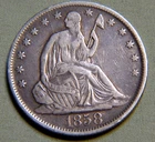 1858 O United States Silver Seated Liberty Half Dollar - XF - Lot 1718