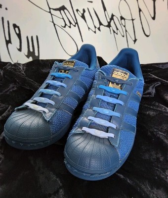 ''ADIDAS'' SNEAKER  38  SUPERSTAR BLAU+ZEHENSCHUTZKAPPE UNISEX NO-TIE SHOELACES