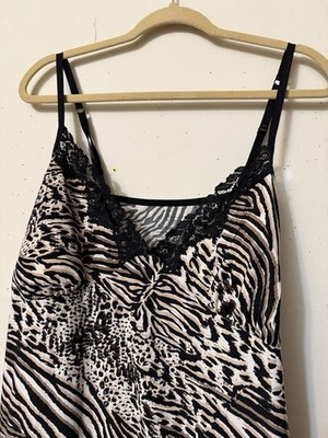 VT GEORGE ANIMAL PRINT CHEMISE SLIP BOHO ANIMAL WILDCAT SEXY REMOVABLE INSERT 1X