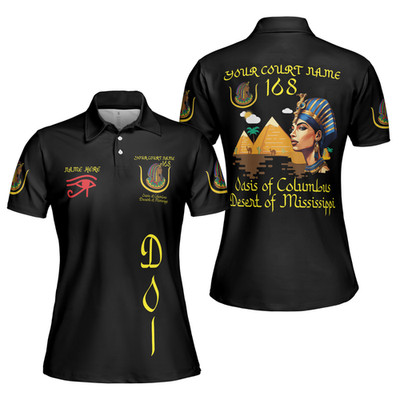 Custom Name DOI Daughters Of Isis PYRAMID QUEEN Shriners Women 3D Polo Shirt