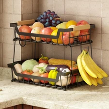 GILLAS 2 Tier Countertop Fruit 2 with Hangers, 2 Hangers 